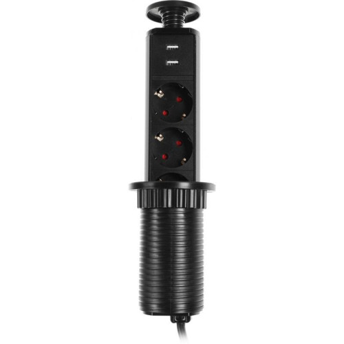 Сетевой разветвитель Premier 3R USB 1.8м (3 розетки) черный (коробка)