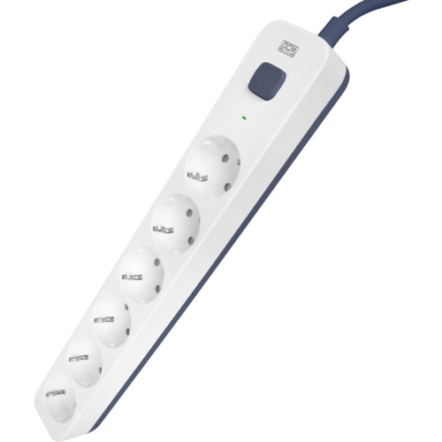 Сетевой фильтр Powercom SP-06W 3,0М 3м (6 розеток) белый/серый (коробка)