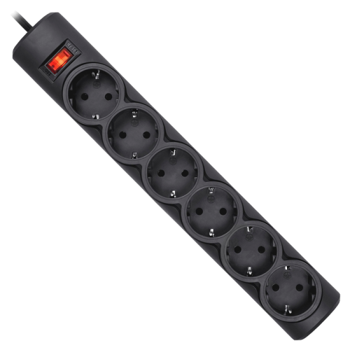 Сетевой фильтр Defender DFS 151 1,8 м, черный, 6 розеток/ Surge Protector Defender DFS 151 1,8m, black, 6 outlets