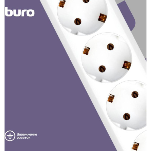 Сетевой фильтр Buro 600SH-16-1.8-W 1.8м (6 розеток) белый (коробка)