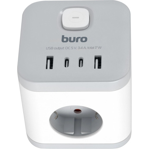 Сетевой разветвитель Buro BU-PW3UC-W (3 розетки) белый (пакет ПЭ)