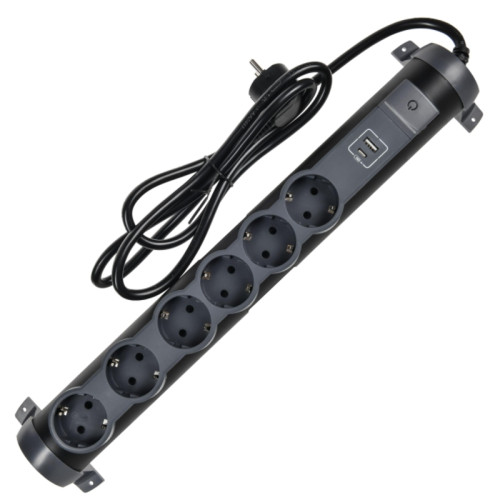 Удлинитель/ COMFORT Удлинитель У06К 6 мест 2P+PE 1,5м 3х1,5мм2 16А USB A+C 20Вт черный