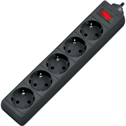 Сетевой фильтр Defender ES 3 3 м, черный, 5 розеток/ Surge Protector Defender ES 3 3m, black, 5 outlets