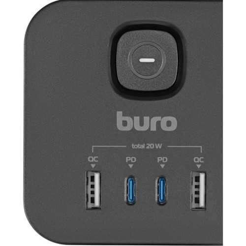 Сетевой разветвитель Buro BU-PW3UC-Plus-B (3 розетки) черный (пакет ПЭ)