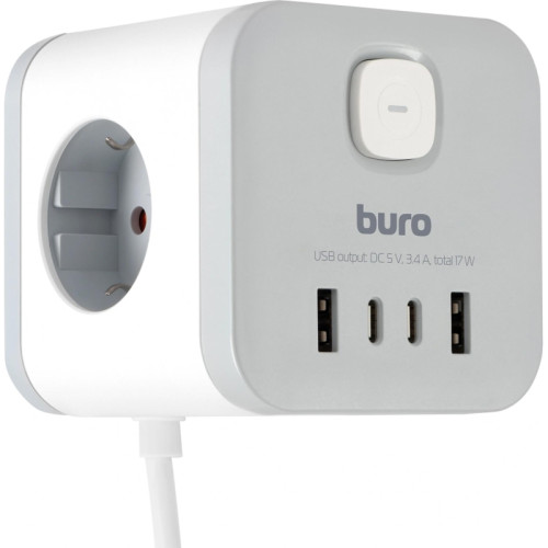 Сетевой удлинитель Buro BU-PC3.1UС-W 1.5м (3 розетки) белый (пакет ПЭ)