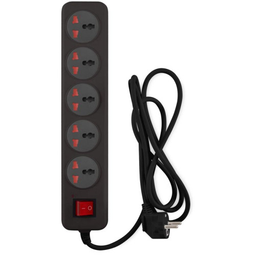 Сетевой фильтр Buro 500UNH-5-BG 5м (5 розеток) черный/серый (коробка)