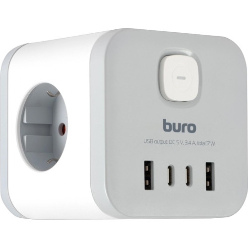 Сетевой разветвитель Buro BU-PW3UC-W (3 розетки) белый (пакет ПЭ)