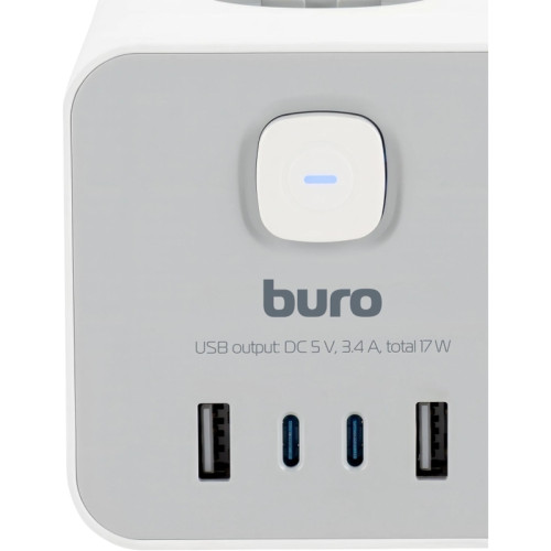 Сетевой удлинитель Buro BU-PTE4.1UC-W 1.5м (4 розетки) белый (пакет ПЭ)