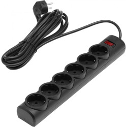 Сетевой фильтр Defender DFS 155 5 м, черный, 6 розеток/ Surge Protector Defender DFS 155 5m, black, 6 outlets