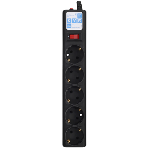 Фильтр-удлинитель/ Surge protector Power Cube 0.5 m 5 outlets (Black graffite) 10A / 2.2kW