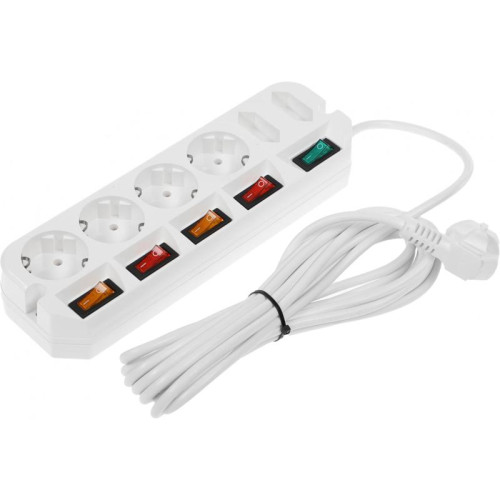 Сетевой удлинитель Most A10 5м (6 розеток) белый (пакет ПЭ)