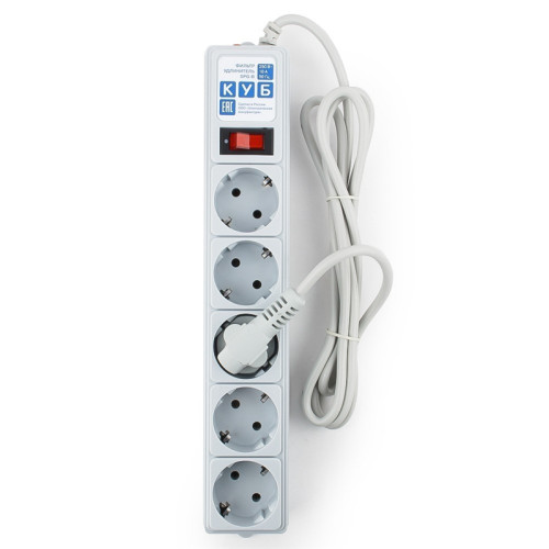 Surge protector Power Cube B 1.9 m 5 outlets (gray) 10A / 2.2kW