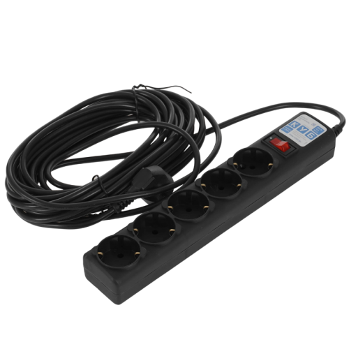 Сетевой фильтр Powercube SPG5-10M 10м (5 розеток) черный (коробка)