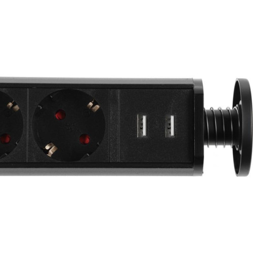 Сетевой разветвитель Premier 3R USB 1.8м (3 розетки) черный (коробка)