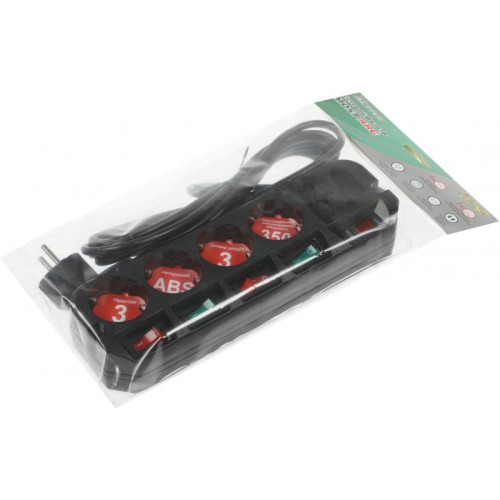 Сетевой фильтр Most ARG 3м (6 розеток) черный (пакет ПЭ)