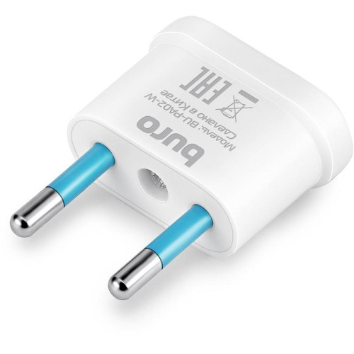 Адаптер-переходник Buro BU-PA02-W (1 розетка) белый (пакет ПЭ)