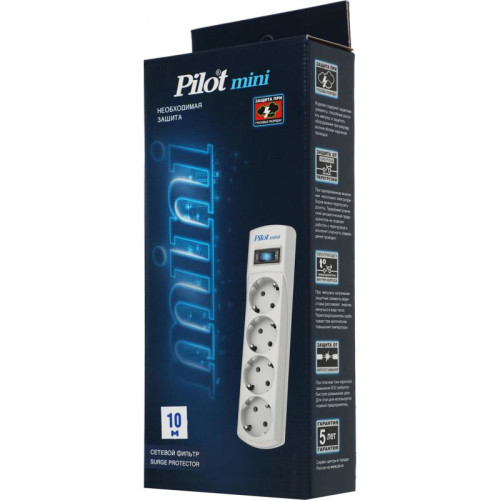 Сетевой фильтр Pilot mini 10м (4 розетки) белый (коробка)