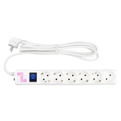 Фильтр-удлинитель Power Cube 3,0 м  6 розеток (5 евро + 1 б/заземления), кабель 3*1.5мм (белый) 16А/3,5кВт/ Power Cube Extension Filter 3.0 m 6 sockets (5 euro + 1 w/o grounding), cable 3*1.5 mm (white) 16A/3.5 kW