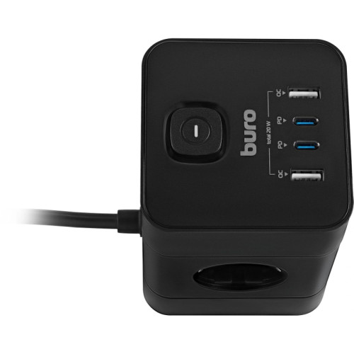 Сетевой удлинитель Buro BU-PTE4.1UC-Plus-B 1.5м (4 розетки) черный (пакет ПЭ)