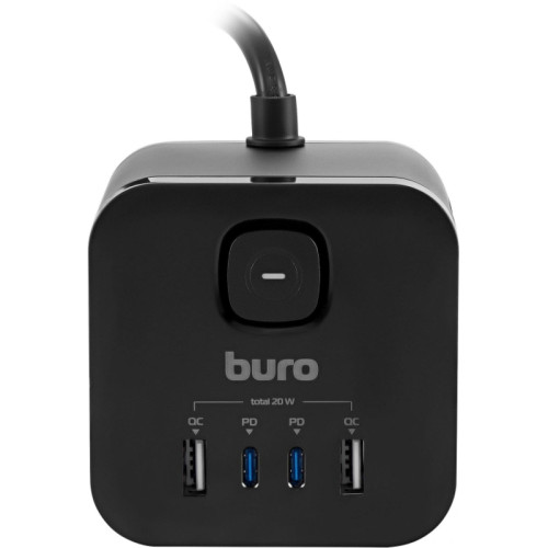 Сетевой удлинитель Buro BU-PC3.1UС-Plus-B 1.5м (3 розетки) черный (пакет ПЭ)