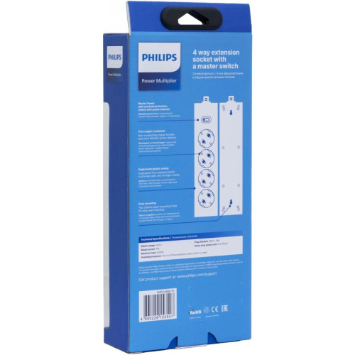 Сетевой фильтр Philips CHP2145BC/51 5м (4 розетки) черный (коробка)