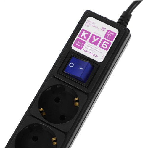 Сетевой фильтр Powercube SPG6-B1,9M 1.9м (6 розеток) черный (коробка)