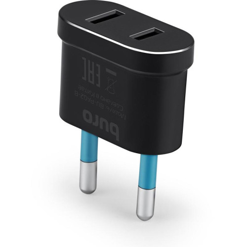 Адаптер-переходник Buro BU-PA02-B (1 розетка) черный (пакет ПЭ)