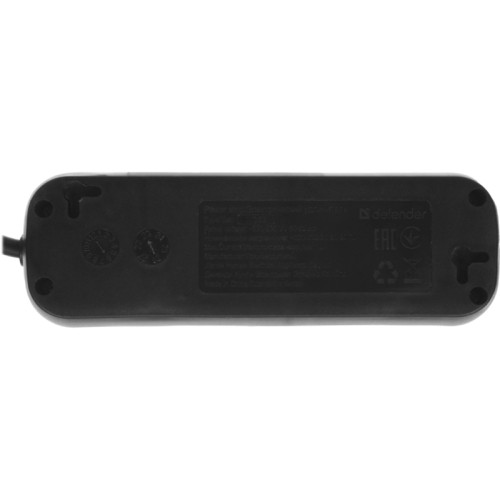 Сетевой удлинитель Defender M350 5м (3 розетки) черный (коробка)