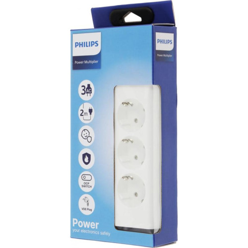 Сетевой фильтр Philips CHP2135WA/51 2м (3 розетки) белый (коробка)