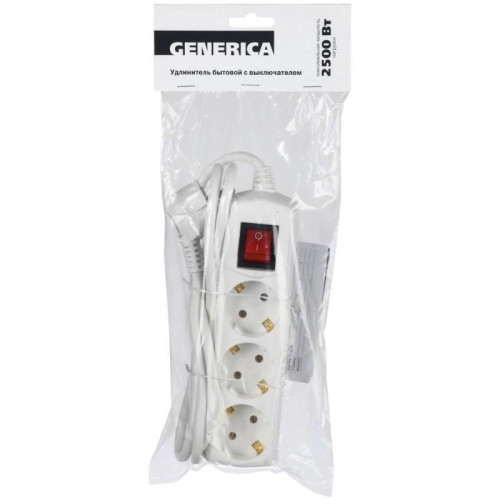 Сетевой удлинитель IEK У03В 5м (3 розетки) белый (пакет ПЭ)