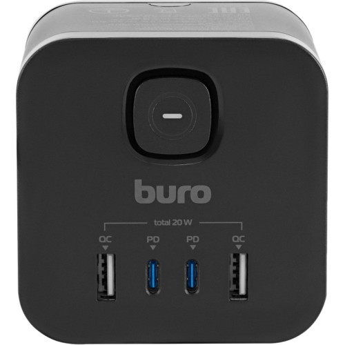 Сетевой разветвитель Buro BU-PW3UC-Plus-B (3 розетки) черный (пакет ПЭ)