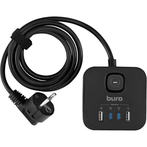 Сетевой удлинитель Buro BU-PC3.1UС-Plus-B 1.5м (3 розетки) черный (пакет ПЭ)