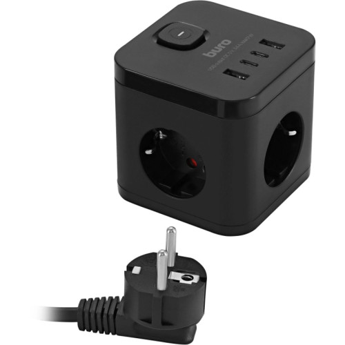 Сетевой удлинитель Buro BU-PC3.1UС-B 1.5м (3 розетки) черный (пакет ПЭ)