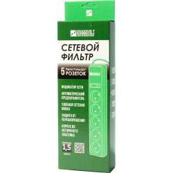 Сетевой фильтр Юнивольт 00-00000389 1.5м (5 розеток) белый (коробка)