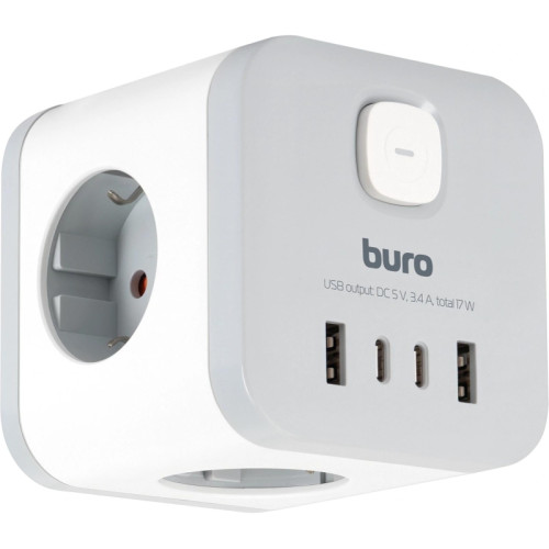 Сетевой разветвитель Buro BU-PW3UC-W (3 розетки) белый (пакет ПЭ)