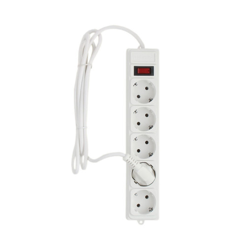 Сетевой фильтр Power Cube PG-B 5м 5 розеток (белый) 10А/2,2кВт/ Surge protector Power Cube PG-B 5m 5 outlets (white) 10A/2.2kW