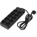 Сетевой фильтр-удлинитель/ PowerCom SP-10 USB2A1CB 3.0M, 10 розеток, черный, 16А, 4кВт, 204Дж, защитные шторки, защита от КЗ, перегрузки и импульсных помех, один порт USB-C(PD20W) и два USB-A(QC3.0) суммарной мощностью 15Вт, кабель 3x1.5 мм2, ШхГхВ 268х10