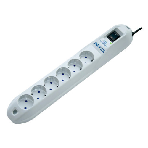 Сетевой фильтр Pilot GL 6 розеток (5 евро + 1 без заземления) 7 м/ Surge protector Pilot GL 6 outlets (5 euro + 1 without ground) 10A / 2.2kVt, 7m