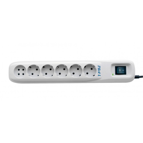 Сетевой фильтр Pilot L 6 розеток (5 евро + 1 б/зазем.) 3 м/ Surge protector ZIS Pilot L-6 3m, 6 outlets (5+1), white Сетевой фильтр Pilot L 6 розеток (5 евро + 1 б/зазем.) 3 м/ Surge protector ZIS Pilot L-6 3m, 6 outlets (5+1), white