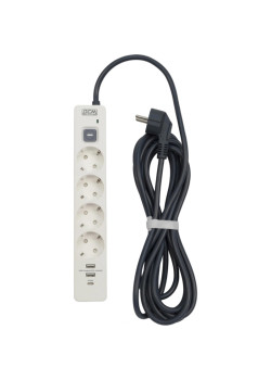 Сетевой фильтр Powercom SP-01 USB2A1CW 3,0М 3.0м (4 розетки) белый/серый (коробка)