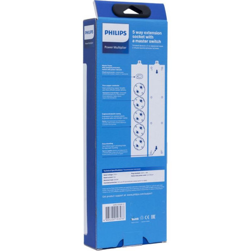 Сетевой фильтр Philips CHP2155WB/51 3м (5 розеток) белый (коробка)