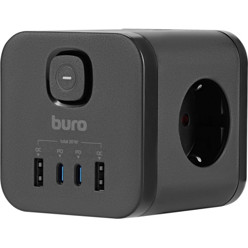 Сетевой разветвитель Buro BU-PW3UC-Plus-B (3 розетки) черный (пакет ПЭ)