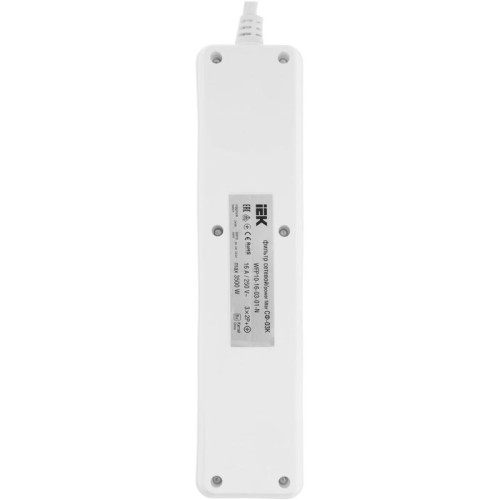 Сетевой фильтр IEK СФ-03К 1.5м (3 розетки) белый (коробка)