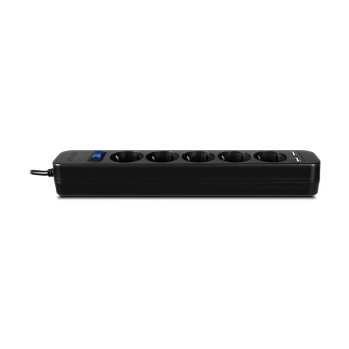 Фильтр SVEN SF-05LU 1,8 м (5 евро розеток,2*USB(2,4А)) черный, цветная коробка/ Surge protector SVEN SF-05LU 1,8 м (5 евро розеток,2*USB(2,4А)) черный, цветная коробка