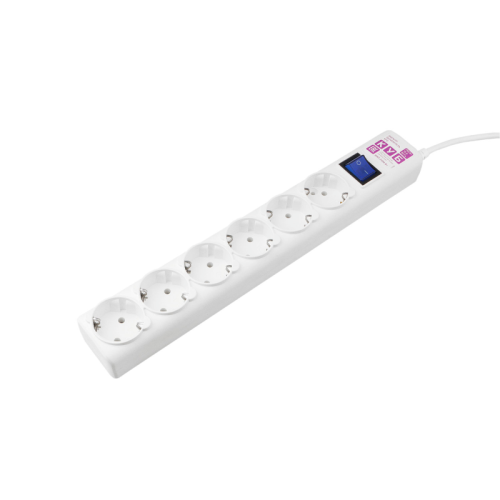 Фильтр-удлинитель Power Cube 5,0 м  6 розеток (белый) 16А/3,5кВт (3*1.5мм2)/ Power Cube Extension Filter 5.0 m 6 sockets (white) 16A/3.5 kW (3*1.5mm2)