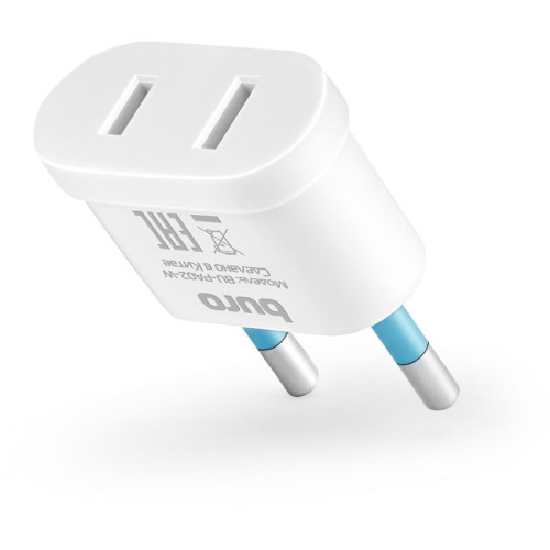 Адаптер-переходник Buro BU-PA02-W (1 розетка) белый (пакет ПЭ)