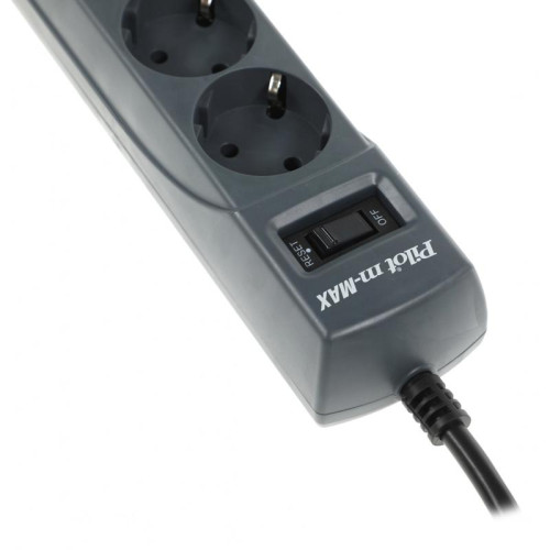 Сетевой фильтр Pilot m-MAX 3м (4 розетки) серый (коробка)