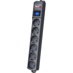 Сетевой фильтр Pilot S 6 розеток (5 евро + 1 без заземления) 5 м, графит/ Pilot S surge protector 6 outlets (EUR 5 + 1 without grounding) 5 m, graphite