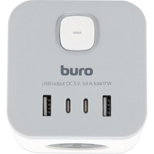 Сетевой разветвитель Buro BU-PW3UC-W (3 розетки) белый (пакет ПЭ)