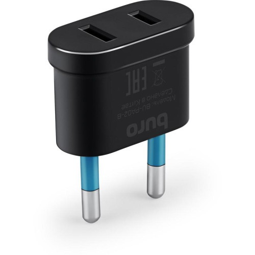 Адаптер-переходник Buro BU-PA02-B (1 розетка) черный (пакет ПЭ)